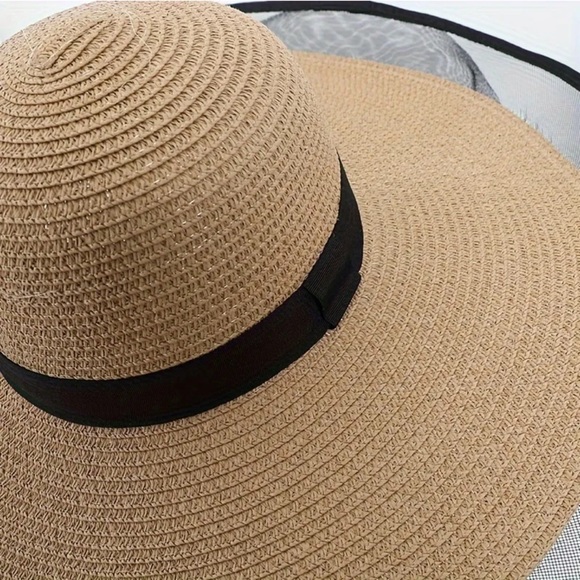 Lace Wide Summer Straw Brim Maxi Hat 👒 - Picture 9 of 12